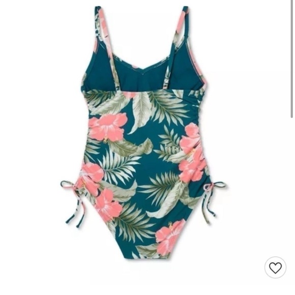 Kona Sol NWT Side-Tie One Piece Swimsuit - Teal Tropical Small womens - Picture 4 of 5